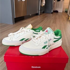 Reebok Classic White and Green Shoes